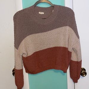 soft tri colored cropped sweater